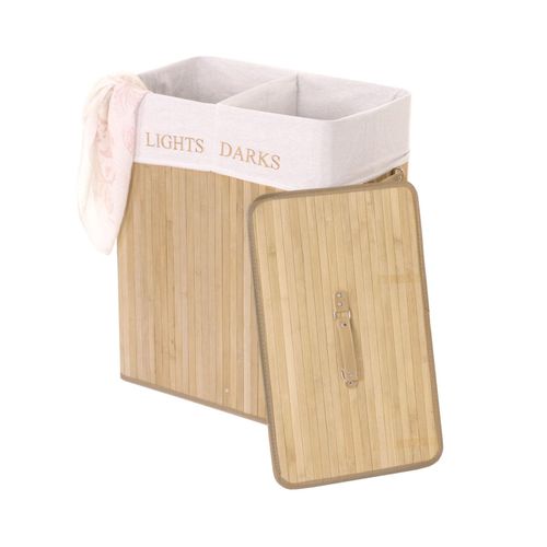 4057651247472 - Wäschekorb MCW-C21 Laundry Wäschebox Wäschesammler Wäschebehälter Bambus 2 Fächer 63x55x34cm 100l ~ naturfarben 4057651247472 - Wäschekorb MCW-C21 Laundry Wäschebox Wäschesammler Wäschebehälter Bambus 2 Fächer 63x55x34cm 100l ~ naturfarben