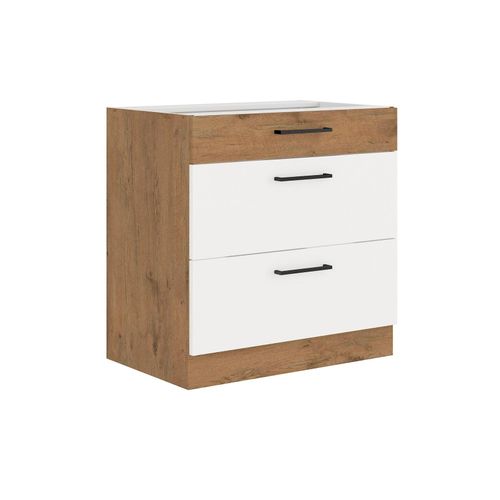 4260304599549 - Küchen Preisbombe - Vigo Unterschrank 80 Eiche Lancelot Weiß Hochglanz Vollauszug Soft-Close Küche 4260304599549 - Küchen Preisbombe - Vigo Unterschrank 80 Eiche Lancelot Weiß Hochglanz Vollauszug Soft-Close Küche