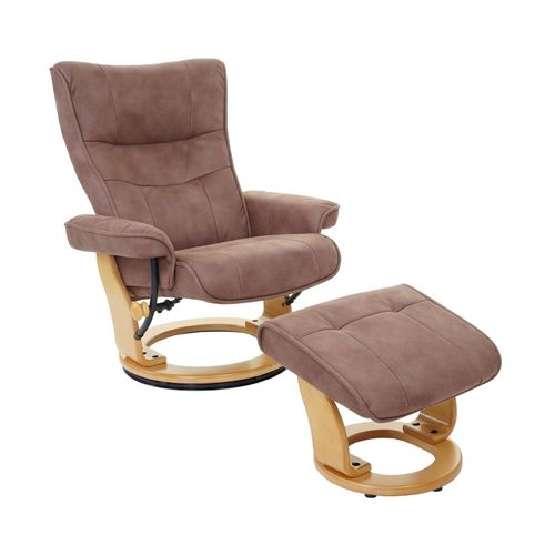 4057651211664 - Relaxsessel Edmonton Fernsehsessel Hocker Stoff Textil 130kg belastbar ~ antikbraun naturbraun