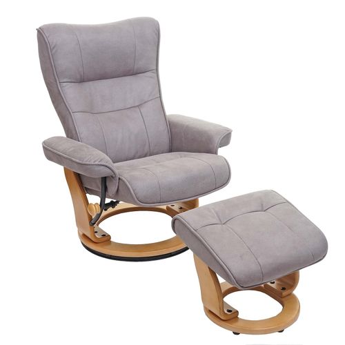 4057651410098 - Relaxsessel Edmonton Fernsehsessel Hocker Stoff Textil 130kg belastbar ~ hellgrau naturbraun 4057651410098 - Relaxsessel Edmonton Fernsehsessel Hocker Stoff Textil 130kg belastbar ~ hellgrau naturbraun