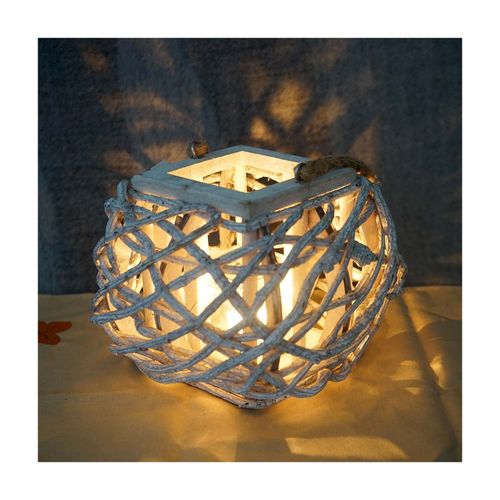 4057651503578 - Hängelaterne 40cm Windlicht Kerzenhalter mit Glaseinsatz 8cm weiß-grau 4057651503578 - Hängelaterne 40cm Windlicht Kerzenhalter mit Glaseinsatz 8cm weiß-grau
