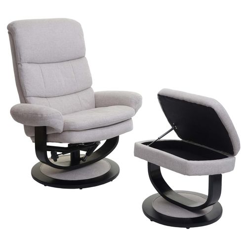 4057651306032 - Relaxsessel MCW-C16 Fernsehsessel TV-Sessel Hocker mit Staufach MVG-zertifiziert ~ Stoff Textil creme-beige