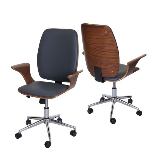 4057651385396 - Bürostuhl MCW-C54 Chefsessel Drehstuhl Bugholz Kunstleder ~ Walnuss-Optik Bezug grau 4057651385396 - Bürostuhl MCW-C54 Chefsessel Drehstuhl Bugholz Kunstleder ~ Walnuss-Optik Bezug grau