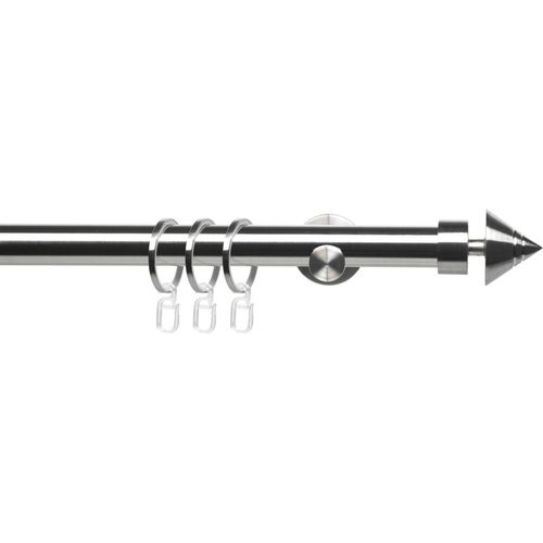4016318375118 - Gardinenstange CELKEGEL01SG1L Gardinenstangen Gr L 120 cm Ø 25 mm 1 läufig silberfarben (edelstahlfarben) Gardinenstangen Wandmontage 1-läufig im Fixmaß Ø 25 mm