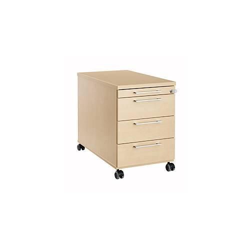 4251898813593 - Rollcontainer 1333 3 Schübe & 1 Utensilienauszug abschließbar eckige Griffe Holz Stahl Kunststoff B 434 x T 600 x H 613 mm Ahorn-Dekor 4251898813593 - Rollcontainer 1333 3 Schübe & 1 Utensilienauszug abschließbar eckige Griffe Holz Stahl Kunststoff B 434 x T 600 x H 613 mm Ahorn-Dekor
