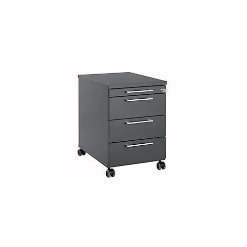 4251898813623 - Rollcontainer 1333 3 Schübe & 1 Utensilienauszug abschließbar eckige Griffe Holz Stahl Kunststoff B 434 x T 600 x H 613 mm graphit 4251898813623 - Rollcontainer 1333 3 Schübe & 1 Utensilienauszug abschließbar eckige Griffe Holz Stahl Kunststoff B 434 x T 600 x H 613 mm graphit
