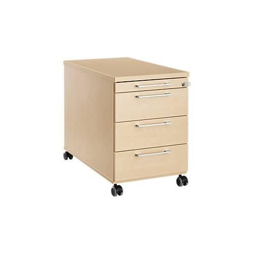 4251898813715 - Rollcontainer 1333 3 Schübe & 1 Utensilienauszug abschließbar eckige Griffe Holz Stahl Kunststoff B 434 x T 800 x H 613 mm Ahorn-Dekor 4251898813715 - Rollcontainer 1333 3 Schübe & 1 Utensilienauszug abschließbar eckige Griffe Holz Stahl Kunststoff B 434 x T 800 x H 613 mm Ahorn-Dekor