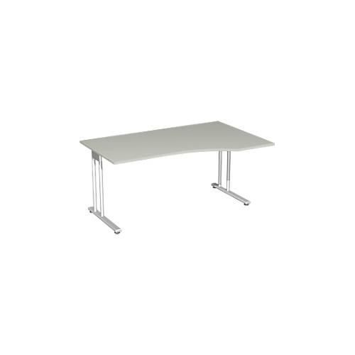 4038933430447 - Schreibtisch mit Ansatz PALENQUE C-Fuß Freiform Ansatz rechts B 1800 x T 800 1000 x H 720 mm lichtgrau 4038933430447 - Schreibtisch mit Ansatz PALENQUE C-Fuß Freiform Ansatz rechts B 1800 x T 800 1000 x H 720 mm lichtgrau