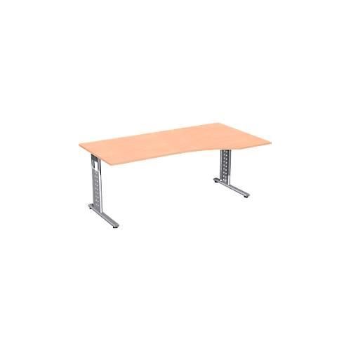 4038933055497 - Schreibtisch ALICANTE C-Fuß Freiform Ansatz rechts B 1800 x T 800 1000 x H 680-820 mm Buche-Dekor