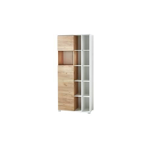 4005949419605 - Home Office Aktenschrank LIONI aus Holz 2 Türen 4 geschlossene & 11 offene Fächer B 850 x T 400 x H 1970 mm weiß Navarra Eiche 4005949419605 - Home Office Aktenschrank LIONI aus Holz 2 Türen 4 geschlossene & 11 offene Fächer B 850 x T 400 x H 1970 mm weiß Navarra Eiche
