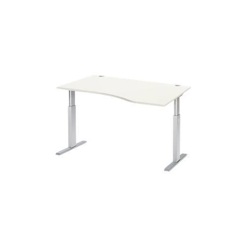 4250510855393 - Select Schreibtisch ERGO-T elektrisch höhenverstellbar Freiform Ansatz rechts T-Fuß B 1800 x H 725-1185 mm weiß weißalu