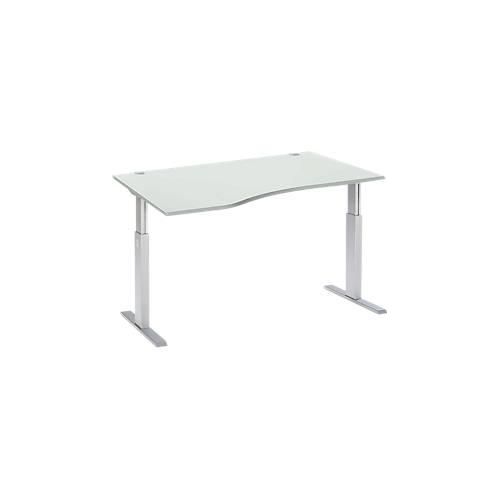 4250510855300 - Select Schreibtisch ERGO-T elektrisch höhenverstellbar Freiform Ansatz links T-Fuß B 1800 x H 725-1185 mm lichtgrau weißalu 4250510855300 - Select Schreibtisch ERGO-T elektrisch höhenverstellbar Freiform Ansatz links T-Fuß B 1800 x H 725-1185 mm lichtgrau weißalu