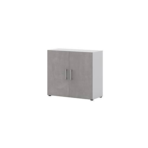 4050211981748 - Home Office Aktenschrank TEMPIO aus Holz 2 Türen 2 OH B 800 x T 340 x H 720 mm weiß Beton 4050211981748 - Home Office Aktenschrank TEMPIO aus Holz 2 Türen 2 OH B 800 x T 340 x H 720 mm weiß Beton