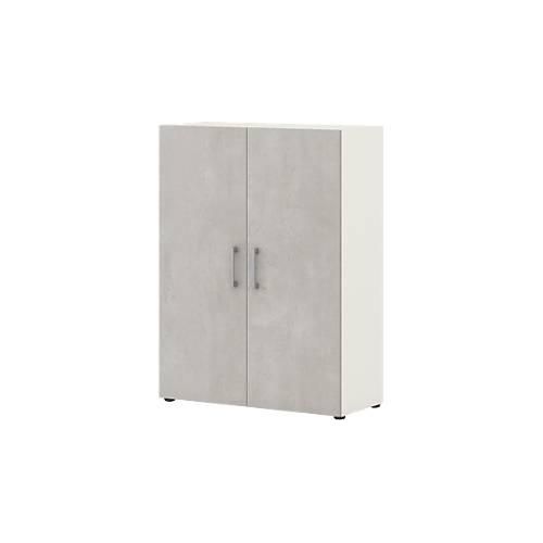 4050211981762 - Home Office Aktenschrank TEMPIO aus Holz 2 Türen 3 OH B 800 x T 340 x H 1070 mm weiß Beton 4050211981762 - Home Office Aktenschrank TEMPIO aus Holz 2 Türen 3 OH B 800 x T 340 x H 1070 mm weiß Beton