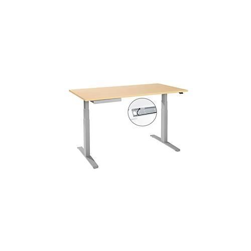 4251898813845 - Schreibtisch elektrisch höhenverstellbar T-Fuß B 1600 x T 800 x H 645-1290 mm Ahorn weißaluminium + Kabelkanal Zubehörschublade 4251898813845 - Schreibtisch elektrisch höhenverstellbar T-Fuß B 1600 x T 800 x H 645-1290 mm Ahorn weißaluminium + Kabelkanal Zubehörschublade