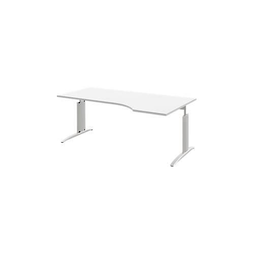 4004479825153 - Schreibtisch BARI Freiform Ansatz rechts C-Fuß B 1800 x T 800 mm weiß