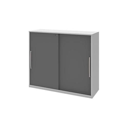 4050211084128 - Schiebetür-Anbauschrank BARI 4 Böden Schloss Mitteltrennwand B 1200 x T 430 x H 1117 mm hellgrau anthrazit 4050211084128 - Schiebetür-Anbauschrank BARI 4 Böden Schloss Mitteltrennwand B 1200 x T 430 x H 1117 mm hellgrau anthrazit