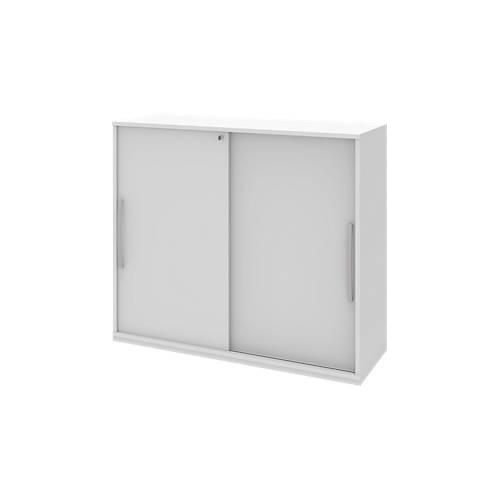 4004479478731 - Schiebetür-Anbauschrank BARI 4 Böden Schloss Mitteltrennwand B 1200 x T 430 x H 1117 mm weiß