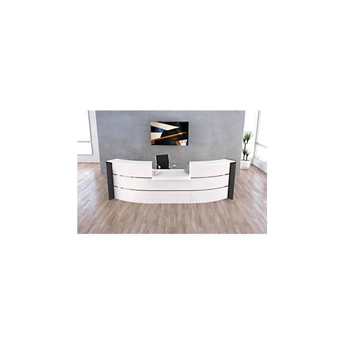 4044917435377 - Große Bogen-Empfangstheke Faro mit Niedrigmodul Kabelführung B 3240 x T 1230 x 1120 mm weiß anthrazit 4044917435377 - Große Bogen-Empfangstheke Faro mit Niedrigmodul Kabelführung B 3240 x T 1230 x 1120 mm weiß anthrazit