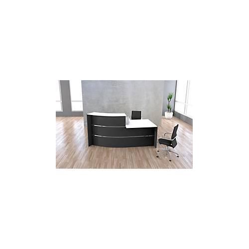 4044917435278 - Kleine Bogen-Empfangstheke mit Beratungsplatz Faro mit Ablage und Seitenplatten B 2310 x T 1200 x H 1120 mm anthrazit anthrazit 4044917435278 - Kleine Bogen-Empfangstheke mit Beratungsplatz Faro mit Ablage und Seitenplatten B 2310 x T 1200 x H 1120 mm anthrazit anthrazit