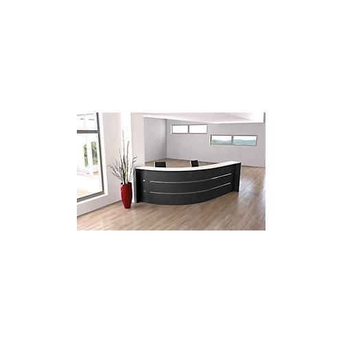 4044917435292 - Große Bogen-Empfangstheke Faro mit Ablage und Seitenplatten B 3320 x T 1800 x H 1120 mm anthrazit anthrazit 4044917435292 - Große Bogen-Empfangstheke Faro mit Ablage und Seitenplatten B 3320 x T 1800 x H 1120 mm anthrazit anthrazit