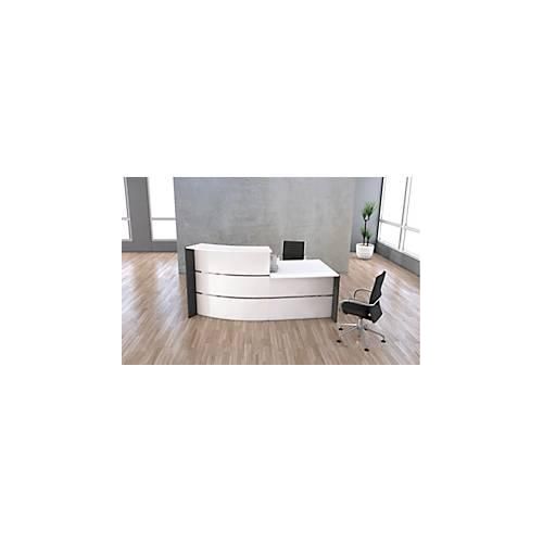 4044917435360 - Kleine Bogen-Empfangstheke mit Beratungsplatz Faro mit Ablage und Seitenplatten B 2310 x T 1200 x H 1120 mm weiß anthrazit 4044917435360 - Kleine Bogen-Empfangstheke mit Beratungsplatz Faro mit Ablage und Seitenplatten B 2310 x T 1200 x H 1120 mm weiß anthrazit