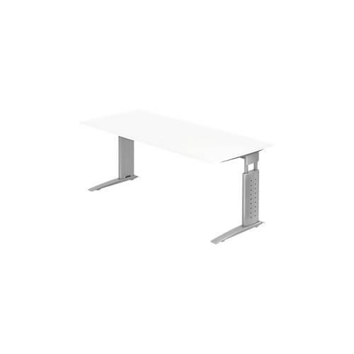 4032062194805 - Schreibtisch TARVIS C-Fuß Rechteck B 1800 mm Gestell silber höhenverstellbar weiß 4032062194805 - Schreibtisch TARVIS C-Fuß Rechteck B 1800 mm Gestell silber höhenverstellbar weiß