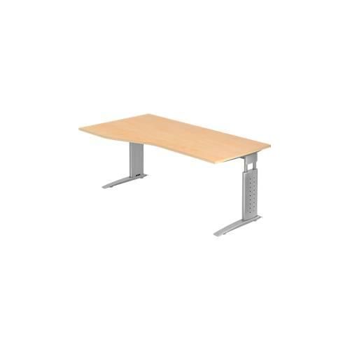 4032062141205 - HAMMERBACHER US18 höhenverstellbarer Schreibtisch ahorn Trapezform C-Fuß-Gestell silber 1800 x 1000 cm