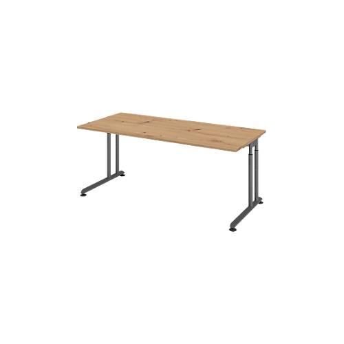 4032062193839 - Schreibtisch Breno manuelle Höheneinstellung horizontaler Kabelkanal B 1800 x T 800 x H 680-820 mm Spanplatte & Stahl Asteiche Graphit 4032062193839 - Schreibtisch Breno manuelle Höheneinstellung horizontaler Kabelkanal B 1800 x T 800 x H 680-820 mm Spanplatte & Stahl Asteiche Graphit