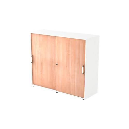 4032062146293 - Schiebetürenschrank TARVIS 3 Ordnerhöhen B 1200 x T 400 x H 1100 mm abschließ- & stapelbar weiß Nussbaum-Dekor 4032062146293 - Schiebetürenschrank TARVIS 3 Ordnerhöhen B 1200 x T 400 x H 1100 mm abschließ- & stapelbar weiß Nussbaum-Dekor