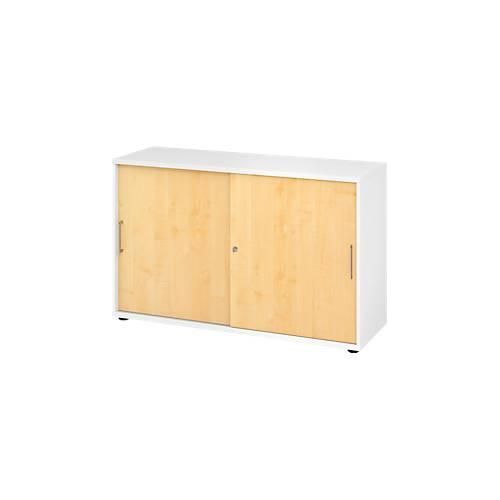 4032062185001 - Schiebetürschrank Breno abschließbar Spanplatte melaminharzbeschichtet B 1200 x T 400 x H 748 mm 2 Ordnerhöhen weiß Ahorn 4032062185001 - Schiebetürschrank Breno abschließbar Spanplatte melaminharzbeschichtet B 1200 x T 400 x H 748 mm 2 Ordnerhöhen weiß Ahorn