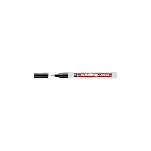4004764023073 - edding 780 Permanent Lackmarker Schwarz Extra Fein Nadelspitze 1 - 08 mm Wasserbeständig