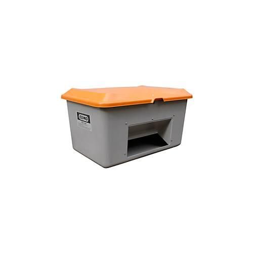 4052886333839 - Cemo - Streugutbehälter 400 l Außenmaß BxTxH 1210x820x670 mm mit Entnahmeöffnung ohne Staplersockel Korpus grau Deckel orange