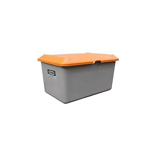 4052886333822 - Cemo - Streugutbehälter 400 l Außenmaß BxTxH 1210x820x670 mm ohne Entnahmeöffnung u Staplersockel Korpus grau Deckel orange