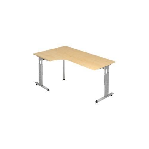 4032062014530 - Hammerbacher Matrix Höhenverstellbar Schreibtisch Freiform Ahorn Aluminium Holz Kunststoff Spanplatte C-Fuß 2000 x 1200 x 850 mm