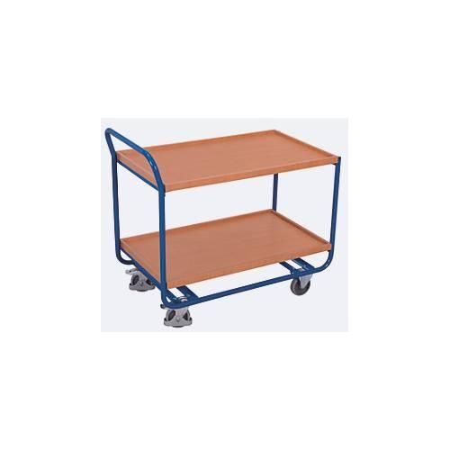 4035694006546 - Tischwagen Stahl MDF-Platte Enzianblau Buche-Dekor 2 Etagen L 970 x B 570 mm TPE-Rollen mit Feststellbremse bis 200 kg 4035694006546 - Tischwagen Stahl MDF-Platte Enzianblau Buche-Dekor 2 Etagen L 970 x B 570 mm TPE-Rollen mit Feststellbremse bis 200 kg