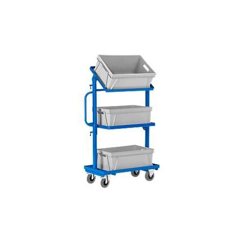 4250448502666 - Rollcart Beistellwagen mit 3 offenen Stahl- Ladeflächen 620x410mm in neigbarer Ausführung