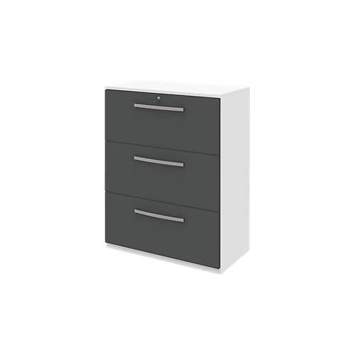 4050211461257 - Hängeregistraturschrank BARI 3 Auszüge Zentralverriegelung B 819 x T 430 x H 1117 mm weiß anthrazit 4050211461257 - Hängeregistraturschrank BARI 3 Auszüge Zentralverriegelung B 819 x T 430 x H 1117 mm weiß anthrazit