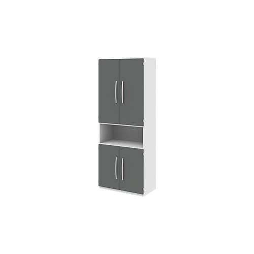 4050211461875 - Aktenschrank BARI 6 OH 3 Böden 1 offenes Fach B 819 x T 430 x H 2174 mm weiß anthrazit 4050211461875 - Aktenschrank BARI 6 OH 3 Böden 1 offenes Fach B 819 x T 430 x H 2174 mm weiß anthrazit