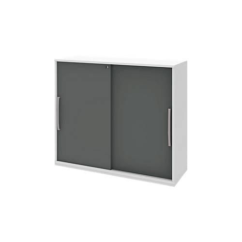 4050211460694 - Schiebetür-Anbauschrank BARI 4 Böden Schloss Mitteltrennwand B 1200 x T 430 x H 1117 mm weiß anthrazit 4050211460694 - Schiebetür-Anbauschrank BARI 4 Böden Schloss Mitteltrennwand B 1200 x T 430 x H 1117 mm weiß anthrazit