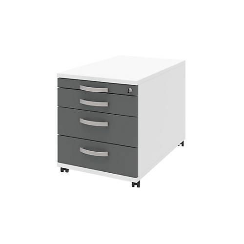 4050211460755 - Rollcontainer BARI Materialauszug 3 Schubkästen abschließbar B 432 x T 800 x H 538 mm weiß anthrazit 4050211460755 - Rollcontainer BARI Materialauszug 3 Schubkästen abschließbar B 432 x T 800 x H 538 mm weiß anthrazit