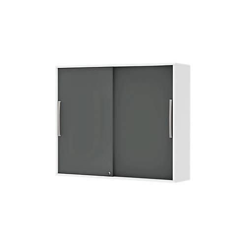 4050211467013 - Schiebetür-Aufbauschrank BARI 4 Böden Schloss Mitteltrennwand B 1200 x T 430 x H 1057 mm weiß anthrazit 4050211467013 - Schiebetür-Aufbauschrank BARI 4 Böden Schloss Mitteltrennwand B 1200 x T 430 x H 1057 mm weiß anthrazit