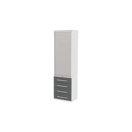 4050211461691 - Rollladenschrank BARI 6 Ordnerhöhen 4 Schübe 3 Böden abschließbar B 600 x T 430 x H 2174 mm weiß anthrazit 4050211461691 - Rollladenschrank BARI 6 Ordnerhöhen 4 Schübe 3 Böden abschließbar B 600 x T 430 x H 2174 mm weiß anthrazit