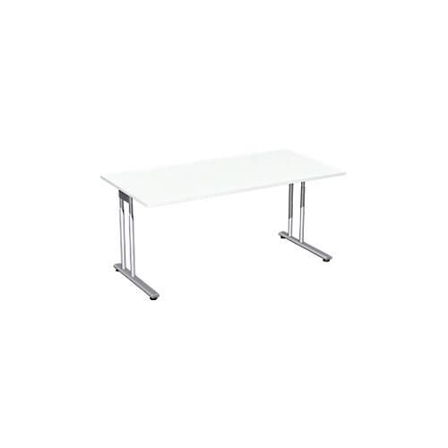 4038933477343 - Schreibtisch PALENQUE C-Fuß Rechteck B 1600 x T 800 x H 680-820 mm weiß 4038933477343 - Schreibtisch PALENQUE C-Fuß Rechteck B 1600 x T 800 x H 680-820 mm weiß