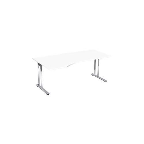 4038933482781 - Schreibtisch mit Ansatz PALENQUE C-fuß Freiform links B 1800 x T 1000 800 x H 720 mm weiß 4038933482781 - Schreibtisch mit Ansatz PALENQUE C-fuß Freiform links B 1800 x T 1000 800 x H 720 mm weiß