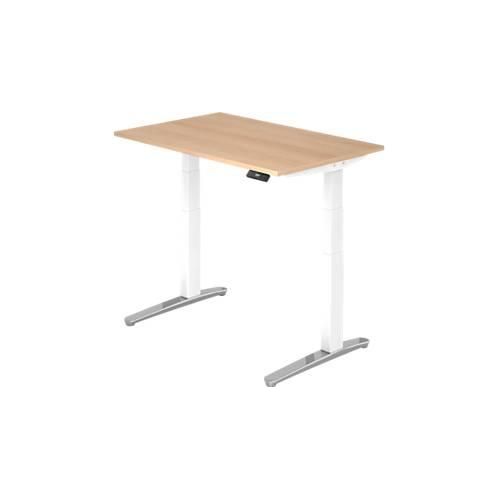 4032062168523 - Schreibtisch TOPAS LINE elektrisch höhenverstellbar C-Fuß B 1200 x T 800 x H 650-1300 mm Eiche weißaluminium + Memoryschalter Kabelkanal