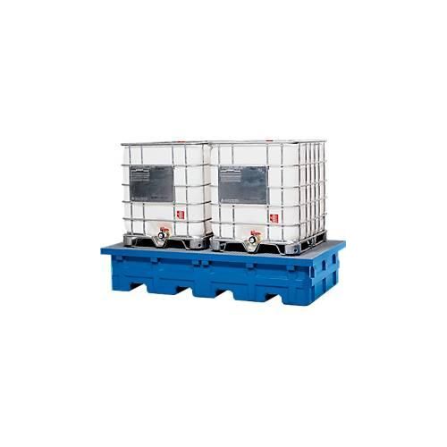 4054923236813 - IBC-Station Volumen 2000 l bis 4000 kg unterfahrbar mit verzinktem Gitterrost Polyethylen blau B 2530 x T 1320 x H 580 mm