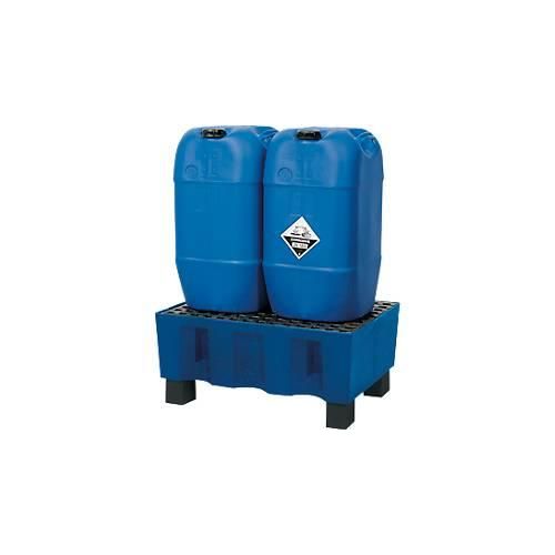4250101102271 - Auffangwanne aus Polyethylen mit Sockelfüßen mit Polyethylen-Gitterrost Auffangvolumen 60 l BxTxH 725x525x330 mm blau
