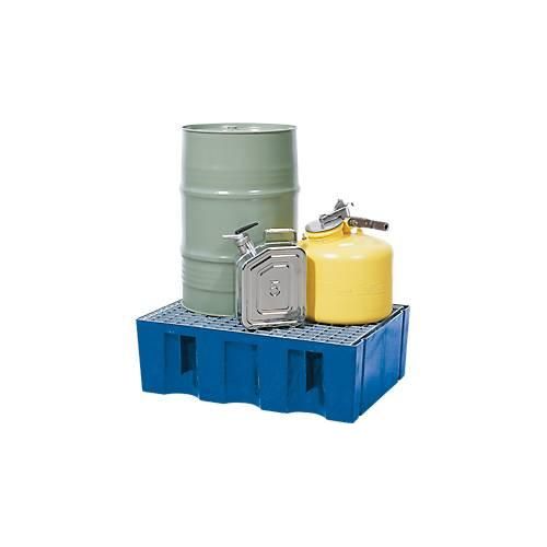 4250101102233 - Asecos - Auffangwanne aus Polyethylen flache Ausführung mit verzinktem Gitterrost Auffangvolumen 60 l BxTxH 725x525x235 mm blau