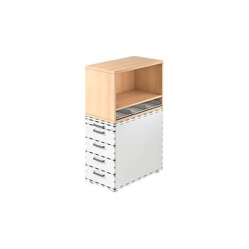 4032062173732 - Aufsatzregal Breno für Standcontainer Breno inkl 3 Kunststoffeinsätze B 428 x T 800 x H 530 mm Spanplatte Eiche 4032062173732 - Aufsatzregal Breno für Standcontainer Breno inkl 3 Kunststoffeinsätze B 428 x T 800 x H 530 mm Spanplatte Eiche